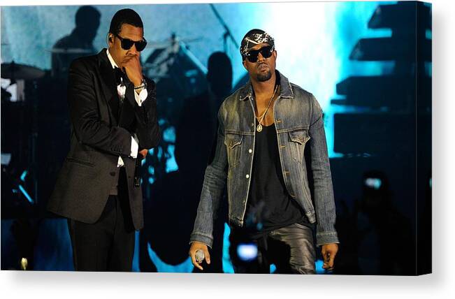 Jay-z And Kanye West Canvas Print featuring the digital art Jay-z And Kanye West by Super Lovely