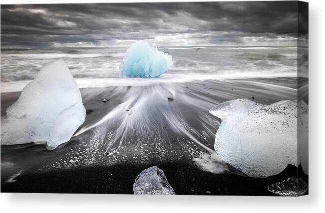 Beach Canvas Print featuring the photograph Jokulsarlon ice beach - Iceland - Travel photography by Giuseppe Milo