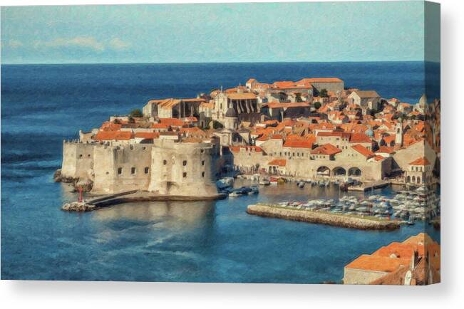Landscape Canvas Print featuring the painting Kings Landing Dubrovnik Croatia - DWP512798 by Dean Wittle