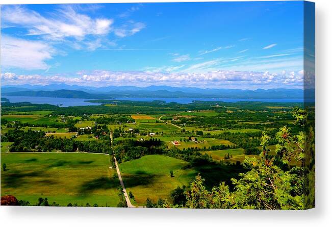  Canvas Print featuring the photograph Lake Champlain View from Mt. Phillo in vermont by Monika Salvan