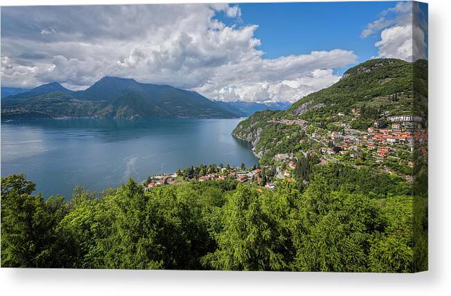 Lake Como Canvas Print featuring the photograph Lake Como Above Varenna Italy by Joan Carroll