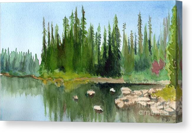 Lake Canvas Print featuring the painting Lake View 1 by Yoshiko Mishina
