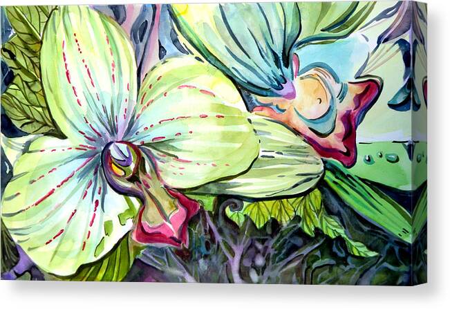 Orchids Canvas Print featuring the painting Light of Orchids by Mindy Newman
