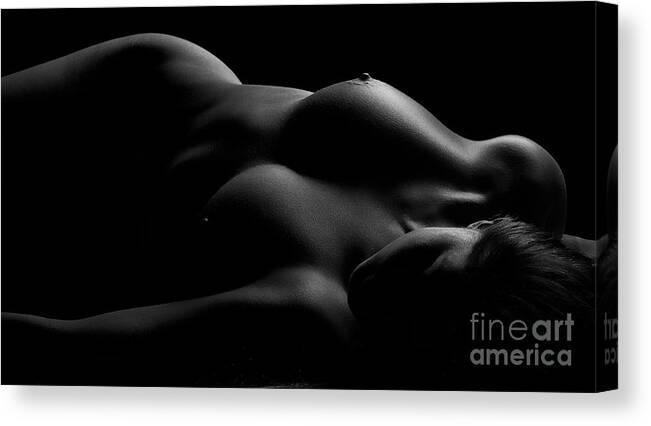 Bodyscape Canvas Print featuring the photograph Lines of Light Black and White by David Naman