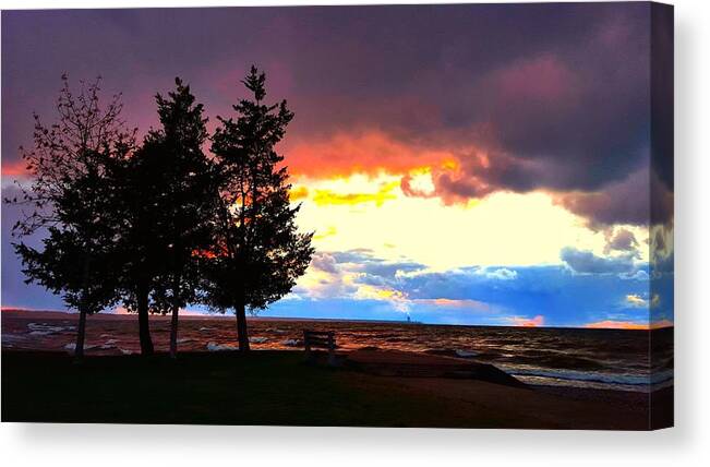 Lake Canvas Print featuring the photograph Lingering Light by Dani McEvoy