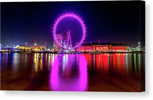 Cityscape Canvas Print featuring the photograph London Eye with Love by Andrew Lalchan