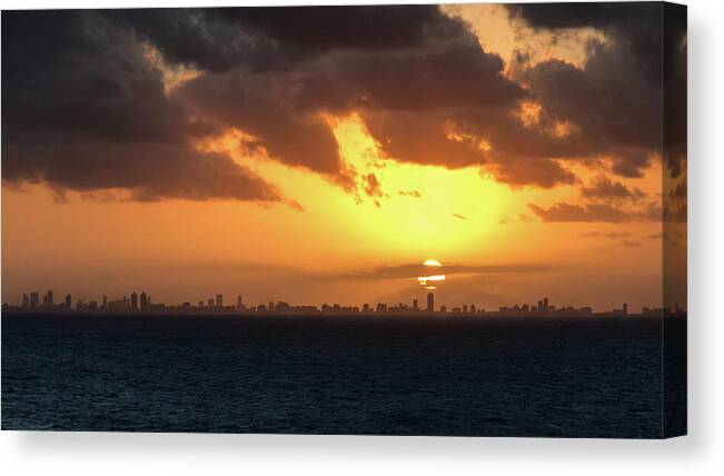 Scenic Canvas Print featuring the photograph Miami Sunset by Arthur Dodd