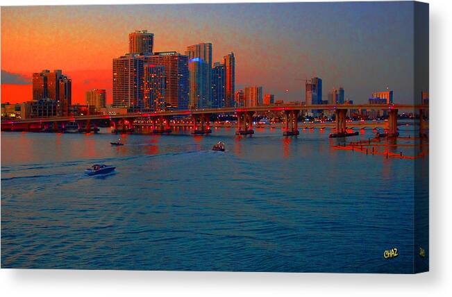 Sunset Canvas Print featuring the photograph Miami - Sunset by CHAZ Daugherty