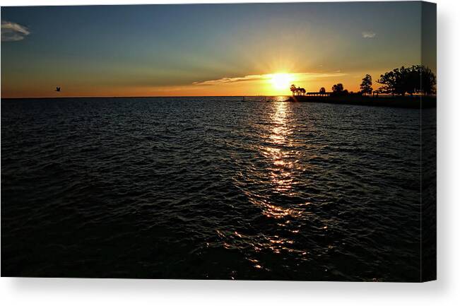 Mobile Bay Canvas Print featuring the photograph Mobile Bay Sunset by Judy Vincent
