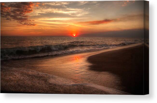  Canvas Print featuring the photograph Monterrico Sunset by Stephen Dennstedt