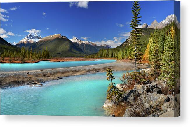 Mount Saskatchewan Canvas Print featuring the photograph Mount Saskatchewan by John Poon