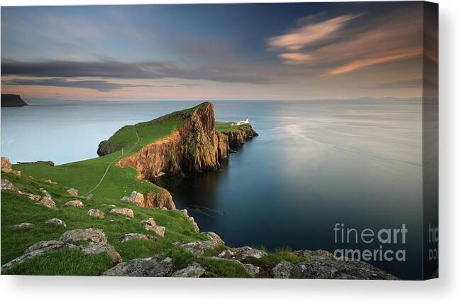 Neist Point Canvas Print featuring the photograph Neist Point at Sunset by Maria Gaellman