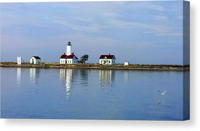 Lighthouse Canvas Print featuring the photograph New Dungeness Lighthouse Sequim, WA by Alexis King-Glandon