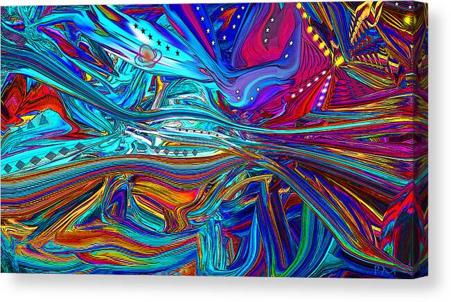 Original Modern Art Abstract Contemporary Vivid Colors Canvas Print featuring the digital art New Urban Galaxy by Phillip Mossbarger