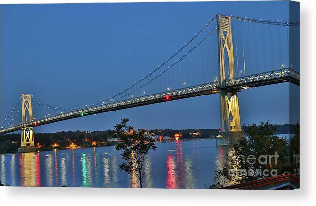 Bridge Canvas Print featuring the photograph Night flights by Les Greenwood