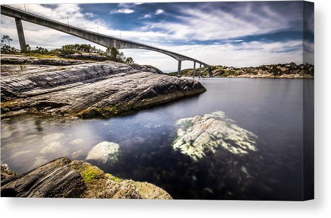 Blue Canvas Print featuring the photograph Nordra Straumsundet - Norway - Landscape photography by Giuseppe Milo