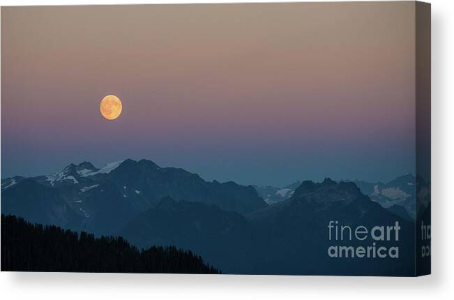 Landscapes Canvas Print featuring the photograph North Cascades Full Moonrise by Mike Reid