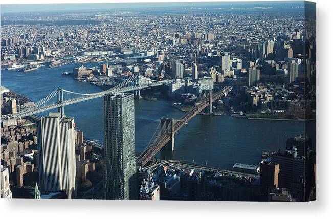 Brooklyn Canvas Print featuring the photograph NYC Bridges by Matthew Bamberg