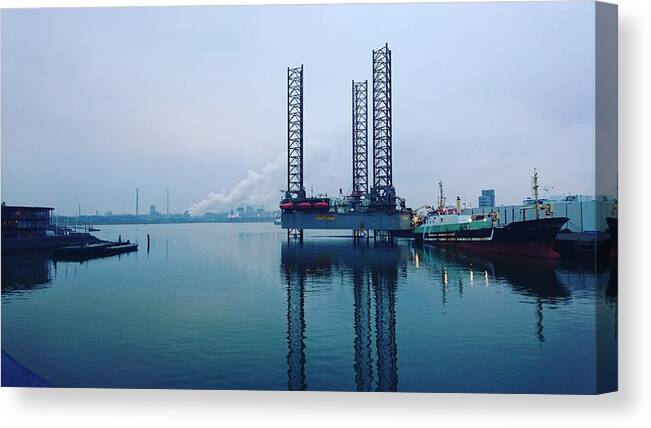 Oil Platform Canvas Print featuring the photograph Oil Platform by Jackie Russo