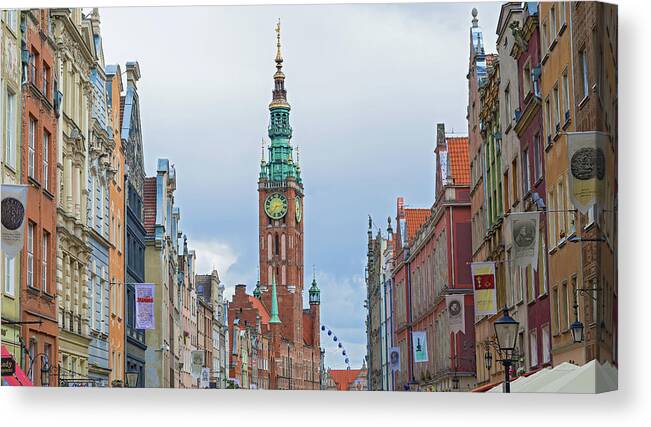 Street Canvas Print featuring the photograph Old city hall Gdansk, Poland. by Marek Poplawski