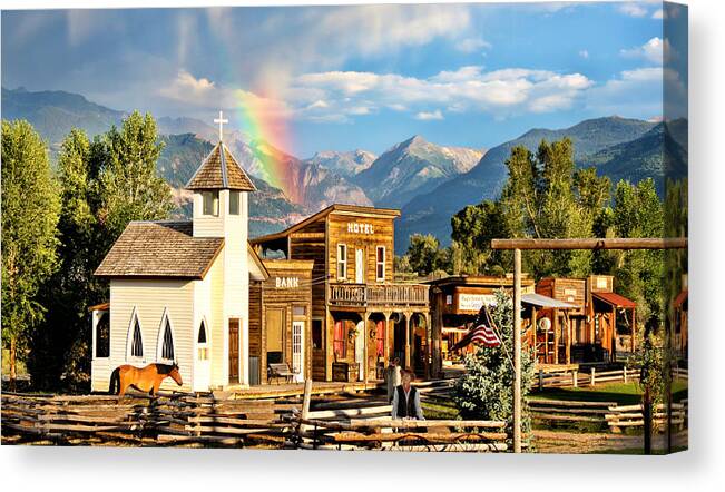 Western Town Canvas Print featuring the photograph Old West Town by Rick Wicker