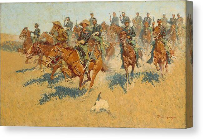Frederic Remington Canvas Print featuring the painting On the Southern Plains by Frederic Remington