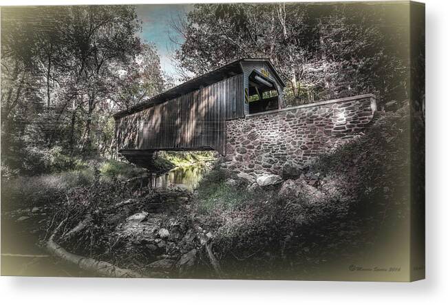 Marvin Spates Canvas Print featuring the photograph Oxford Covered Bridge by Marvin Spates