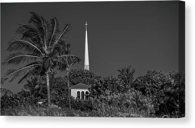 Florida Canvas Print featuring the photograph Palm Church Steeple Delray Beach Florida by Lawrence S Richardson Jr