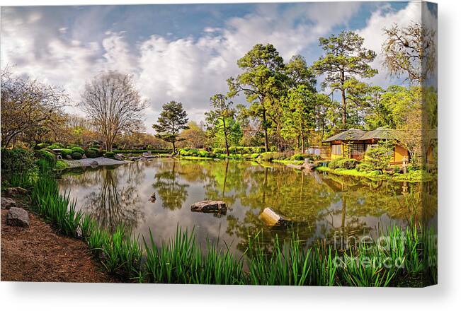 Panorama Of Late Afternoon At The Houston Japanese Garden In
