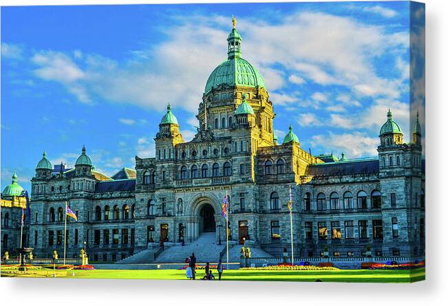 Buildings Canvas Print featuring the photograph Parliament Victoria BC by Jason Brooks