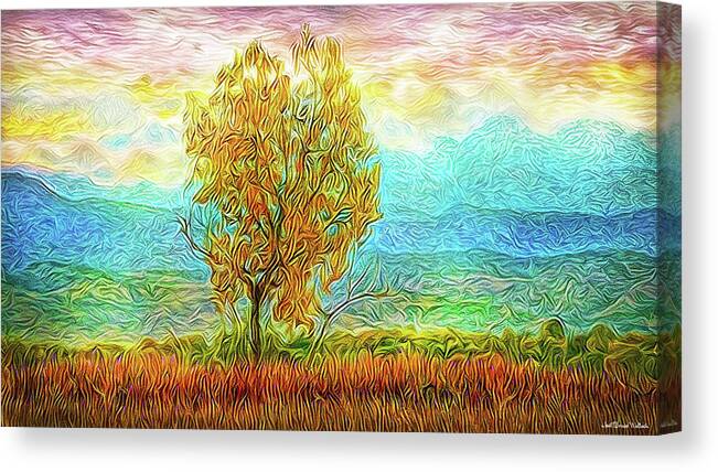 Joelbrucewallach Canvas Print featuring the digital art Peace Tree Sunset by Joel Bruce Wallach