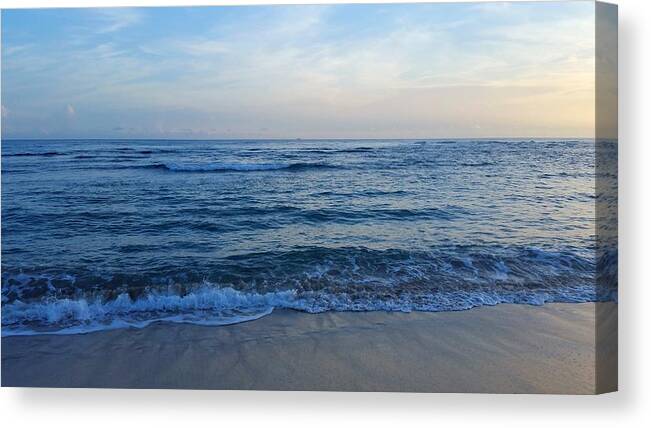 Photo Canvas Print featuring the photograph Photo 14 ocean sunrise by Lucie Dumas