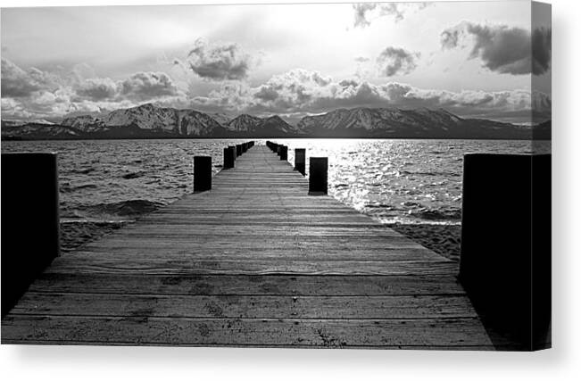 Mount Tallac Canvas Print featuring the photograph Pier to Mount Tallac Lake Tahoe by Brad Scott