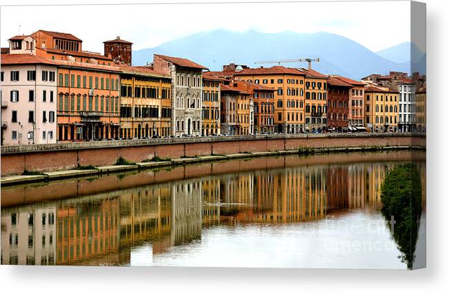 Italy Canvas Print featuring the photograph Pisa Reflections by Tatyana Searcy