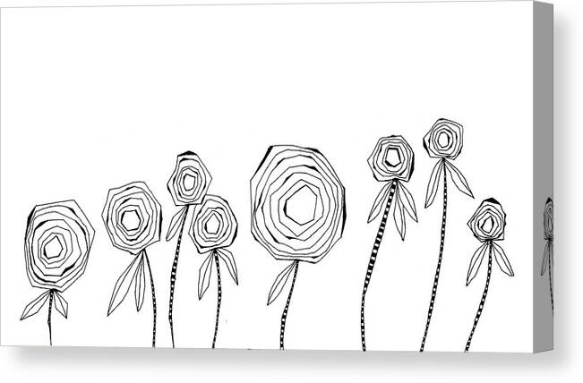 Flowers Canvas Print featuring the drawing Pop Up by Tonya Doughty