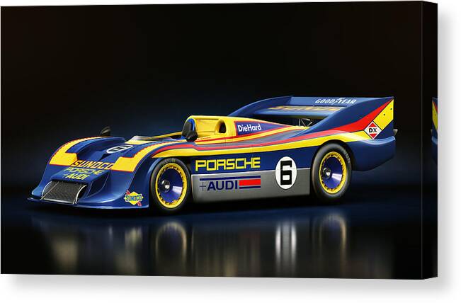 Transportation Canvas Print featuring the digital art Porsche 917/30 by Marc Orphanos