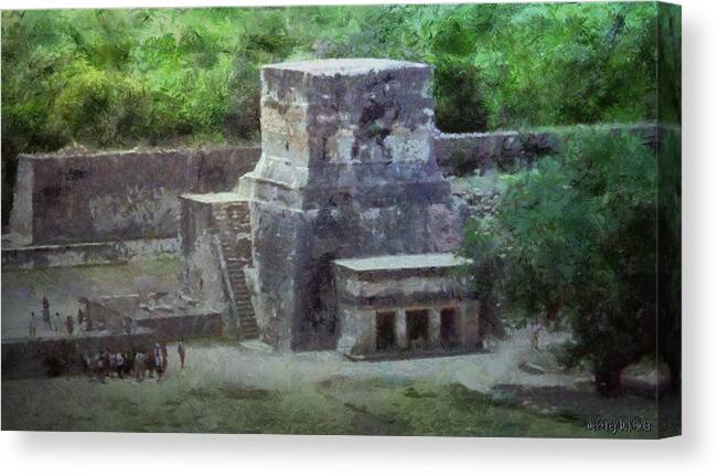 Yucatan Canvas Print featuring the painting Pyramid View by Jeffrey Kolker