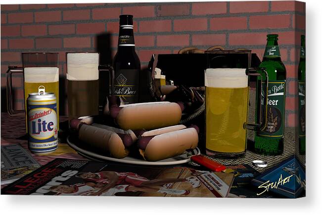 Bar Art Canvas Print featuring the digital art Ready for the Big Game by Stuart Stone