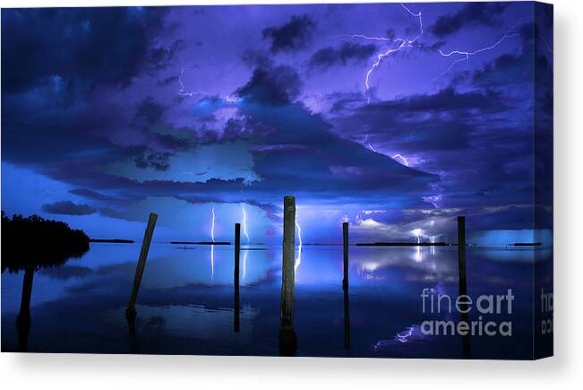 Lightning Canvas Print featuring the photograph Blue Nights by Quinn Sedam