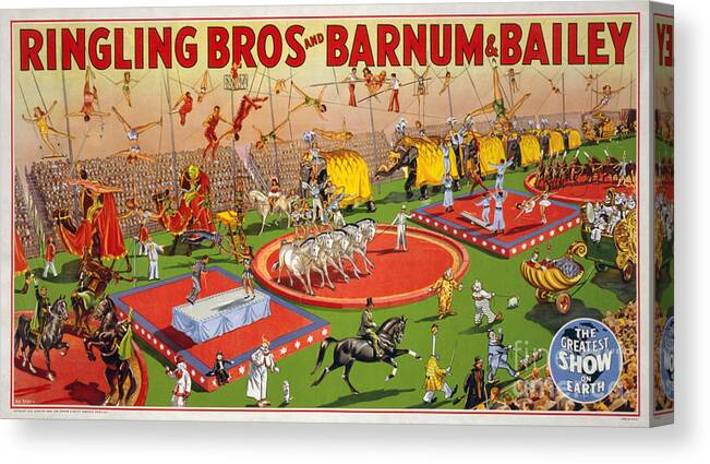 Vintage Canvas Print featuring the painting Ringling Brothers and Barnum and Bailey Vintage Poster by Vintage Treasure