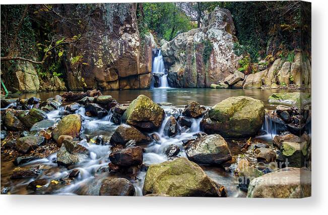 Beautiful Scenery Canvas Print featuring the photograph River of Honey Waterfall Algeciras Cadiz Spain by Pablo Avanzini
