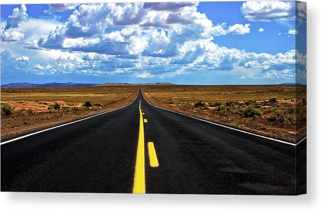 Meteor Crater Canvas Print featuring the photograph Road to Meteor Crater by Lou Novick