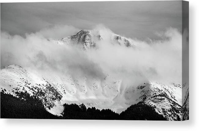 Rocky Mountains Canvas Print featuring the photograph Rocky Mountain Snowy Peak by Stephen Holst