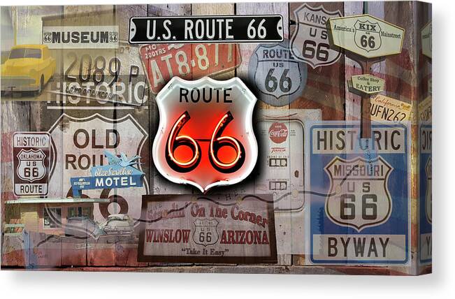 America's Mainstreet Canvas Print featuring the photograph Route 66 Americas Main Street by Jeff Folger