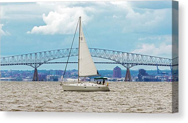 2d Canvas Print featuring the photograph Sailing By The Key Bridge by Brian Wallace