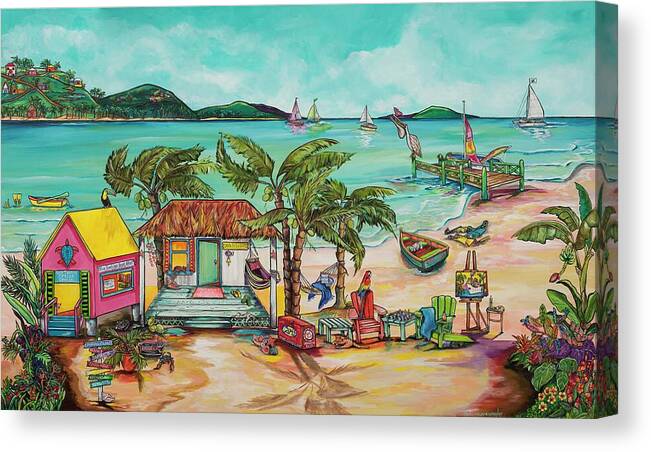Caribbean Art Canvas Print featuring the painting Salty Kisses and Star Fish Wishes by Patti Schermerhorn