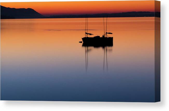 Sunset Canvas Print featuring the photograph Samish Sea Sunset by Tony Locke