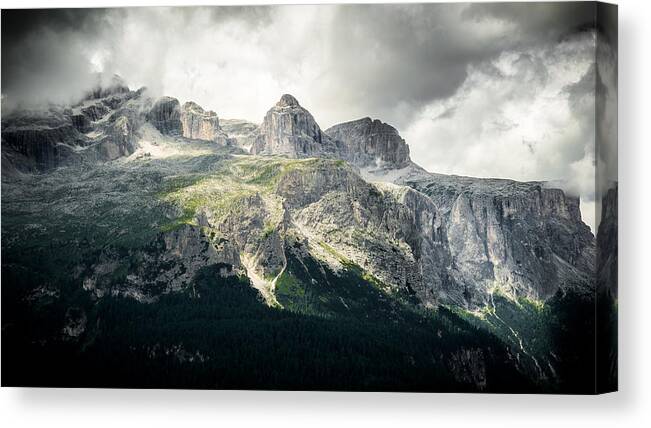 Alta Badia Canvas Print featuring the photograph Sella group - Dolomites, Italy - Landscape photography by Giuseppe Milo
