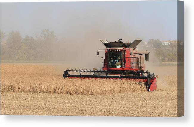 Soybean Canvas Print featuring the photograph Soybean Harvest in Fremont County Iowa by J Laughlin