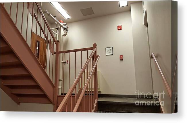 Schuminweb Canvas Print featuring the photograph Stairwell at Zane Showker Hall by Ben Schumin